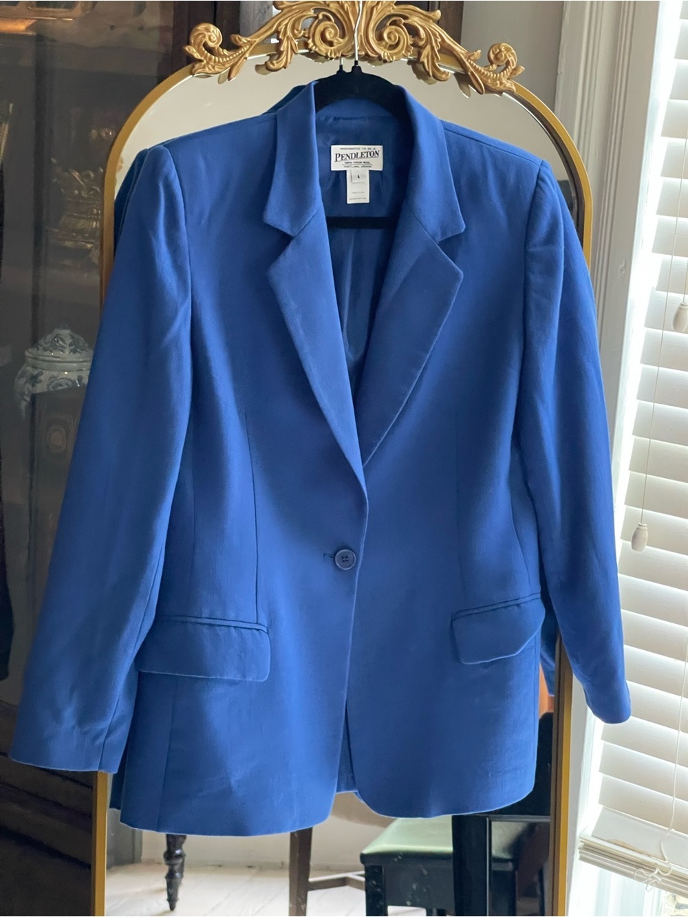 Pendleton Vintage Cobalt Blue 100% Virgin Wool Single-Button Women's Blazer